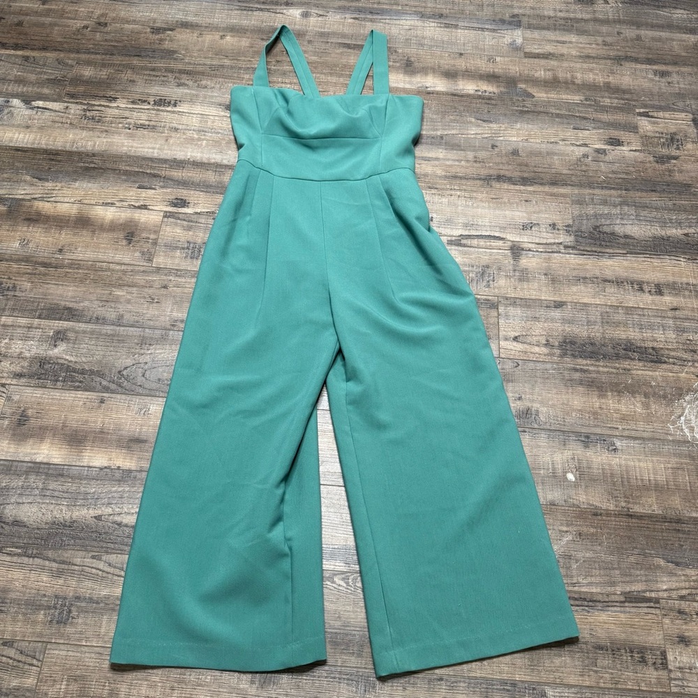 Gal‎ Meets Glam Nicole Turquoise Cropped Jumpsuit